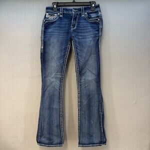 Rock Revival Jeans Women's 27 (4) Blue Celinda Mid-Rise Boot Embellished EUC